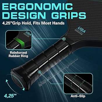 Amazon | 消しゴム付きピックルボールパドル、3K T700 未加工カーボン